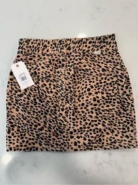 Billabong Tan and Black Leopard-Print Mini Skirt